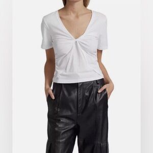 Derek Lam 10 Crosby Belle Twist Front T-Shirt White Women's Small S